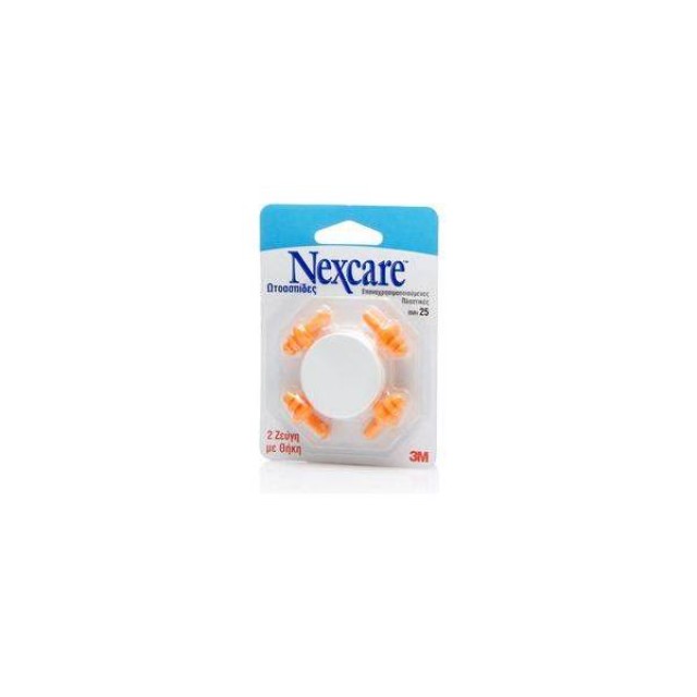 3M Nexcare Plastic earplugs 2 pairs with a pouch