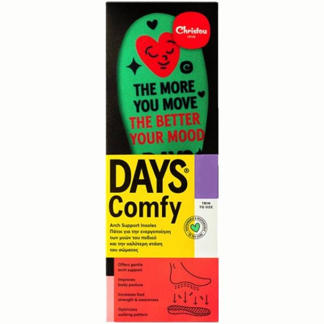 Christou Days Comfy Move Your Mood Arch Support Insoles Πράσινο 1 Ζευγάρι