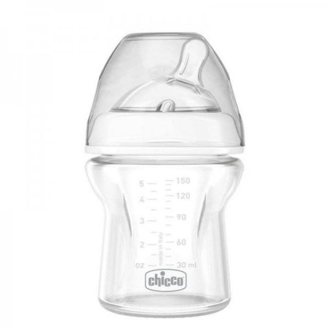 Chicco Natural Feeling Γυάλινο Μπιμπερό για 0m+ με Θηλή Σιλικόνης, 150ml