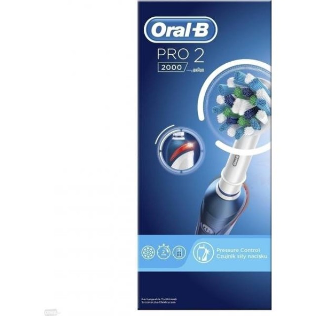 Oral-B Pro 2 2000 Ηλεκτρική Επαναφορτιζόμενη Οδοντόβουρτσα 1 τεμάχιο