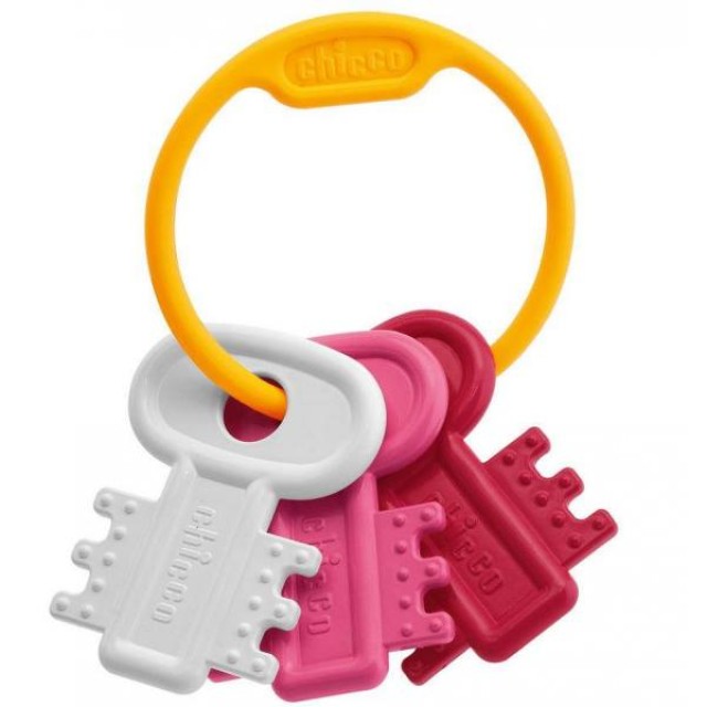 CHICCO Teething Key Ring Pink 3m+