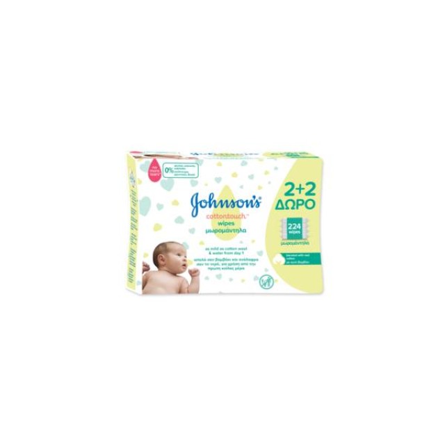 Johnsons Baby Μωρομάντηλα Cotton Touch 56Τμχ 2+2 Δώρο