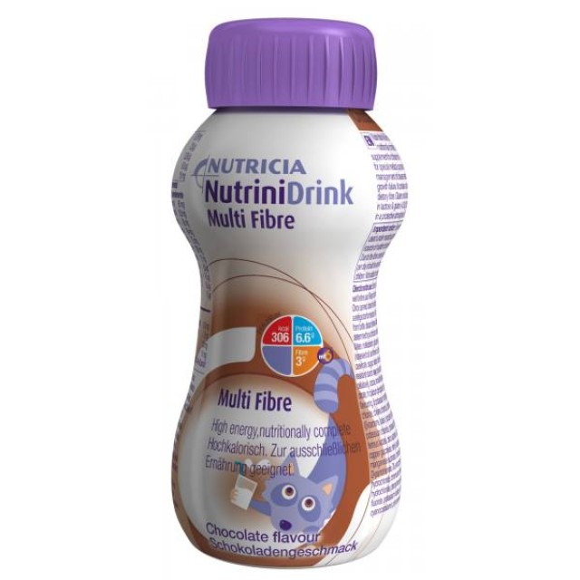 Nutricia Nutrini Drink Multi Fibre Θρεπτικό Συμπλήρωμα Διατροφής Φυτικών Ινών για Παιδιά άνω του 1 Έτους - Σοκολάτα, 200ml
