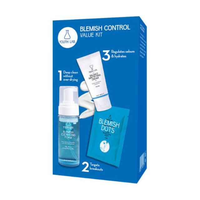 Youth Lab. Blemish Control Cleansing Foam 150ml, Blemish Dots 32τμχ & Balance Mattifying Cream 50ml