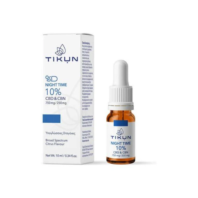 Tikun Night Time CBD 750mg & CBN 250mg Έλαιο Κάνναβης σε Σταγόνες με Γεύση Citrus 10ml