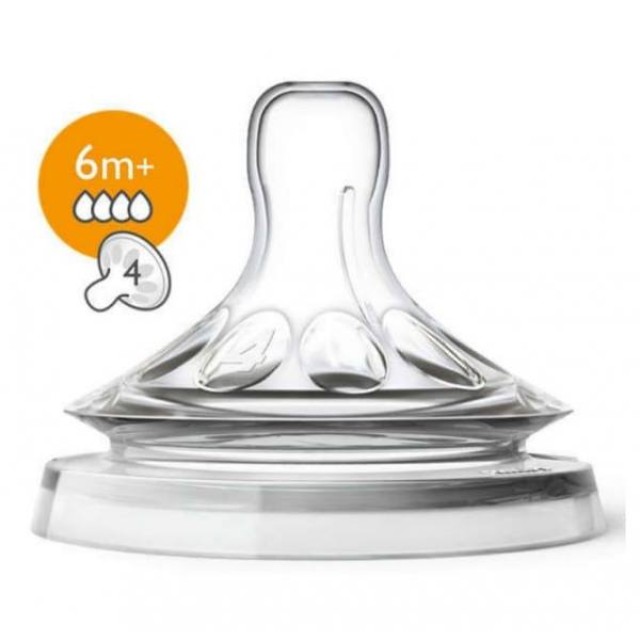 Philips Avent SCF044/27 Θηλή Σιλικόνης Natural 6m+ Γρήγορη Ροή, 2τμχ