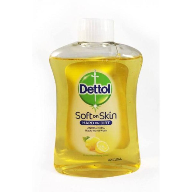 Dettol Soft on Skin Hard on Dirt Liquid Ανταλλακτικό Αντιβακτηριδιακό Υγρό Κρεμοσάπουνο με Λεμόνι, 250ml