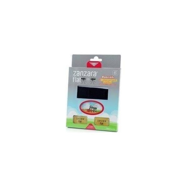 ZANZARA Flat Εντομοαπωθητικό Βραχιόλι Μαύρο Small - Medium + 2 Ταμπλέτες