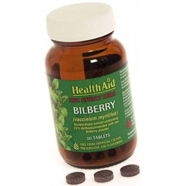 HEALTH AID Herbal Bilberry 550mg - 30 Tablets