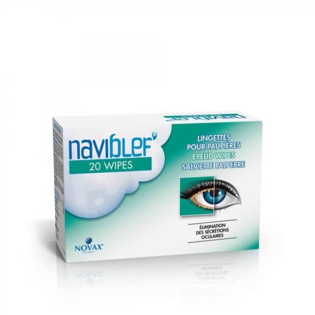 Novax Naviblef Wipes Μαντηλάκια Καθαρισμού Βλεφάρων, Βλεφαρίδων & Προσώπου, 20pc