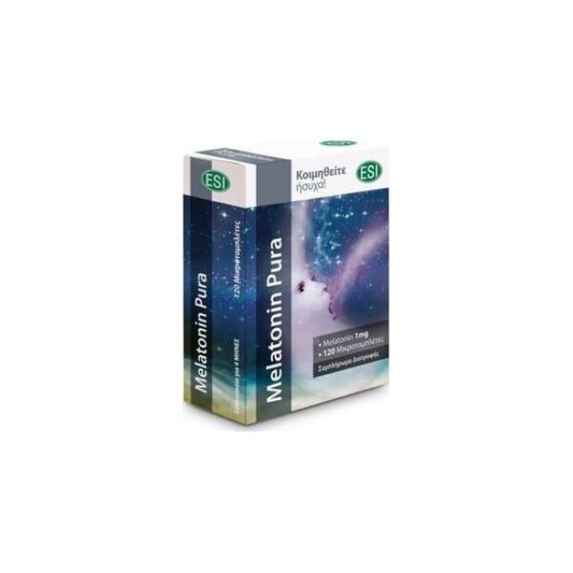 ESI Melatonin Pura 1mg Συμπλήρωμα Διατροφής για την Αντιμετώπιση της Αϋπνίας & του Jet Lag, 120microtabs
