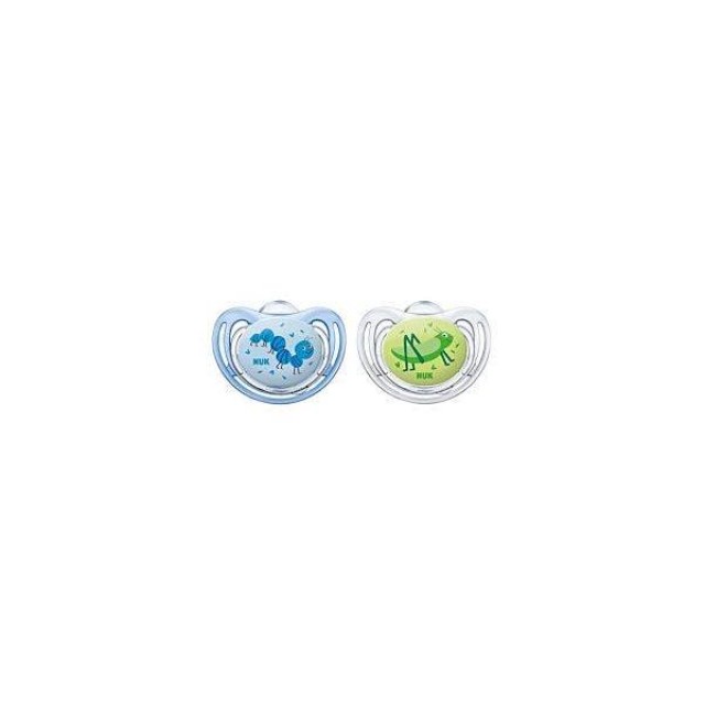 NUK Freestyle Πιπίλα Σιλικόνης Μπλε-Πράσινη 0-6m+ 2Τμχ (10