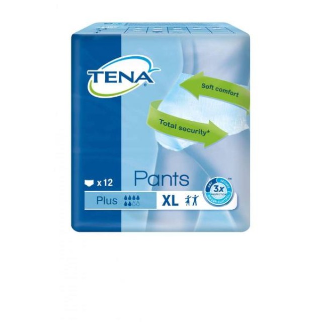 Tena Pants Plus Extra Large Προστατευτικά Εσώρουχα Ακράτειας Μέγεθος Extra Large, 12 τεμάχια