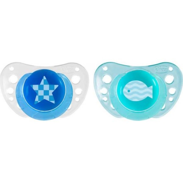 Chicco Physio Air 6-16m Ορθοδοντική Πιπίλα Σιλικόνης Σιελ, 2 τεμάχια