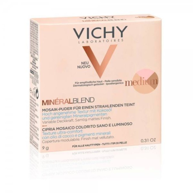Vichy MineralBlend Healthy Glow-Tri Color Powder Medium Τρίχρωμη Πούδρα για Λάμψη, 9g