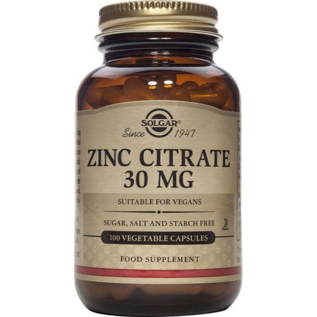 Solgar Zinc Citrate 30mg 100 κάψουλες