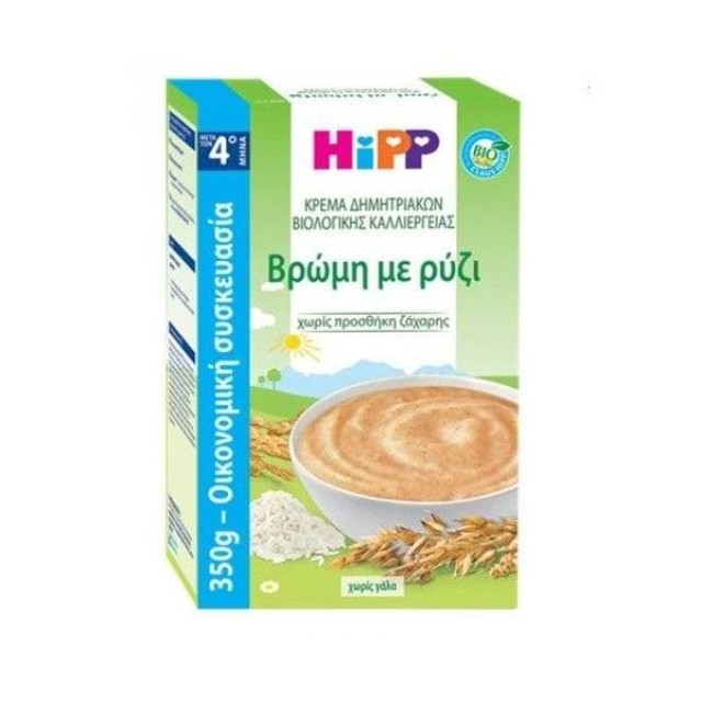 Hipp Βιολογική Κρέμα Δημητριακών με Βρώμη με Ρύζι από τον 4ο μήνα, 350gr